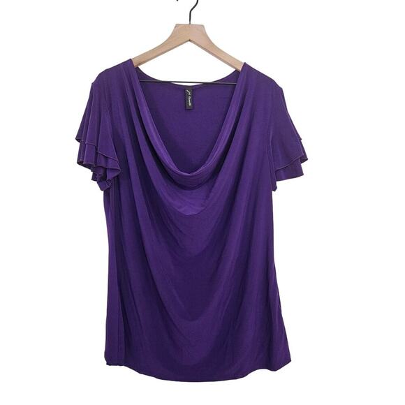 J.M. Fleurette Tops - J.M. Fleurette Women's Plus 3X Purple  Cowl neck short flutter sleeves